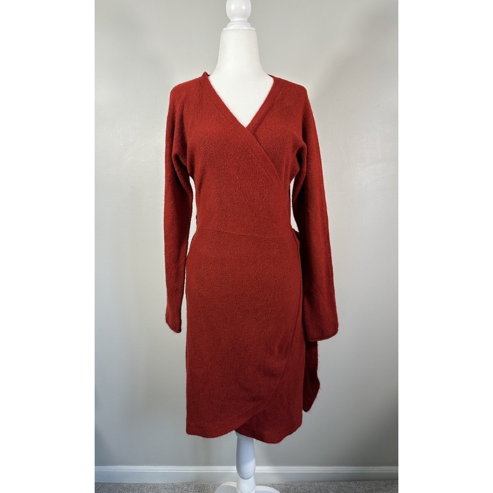 Abercrombie & Fitch Dress Womens Large Red Sweater Wrap Knit V Neck